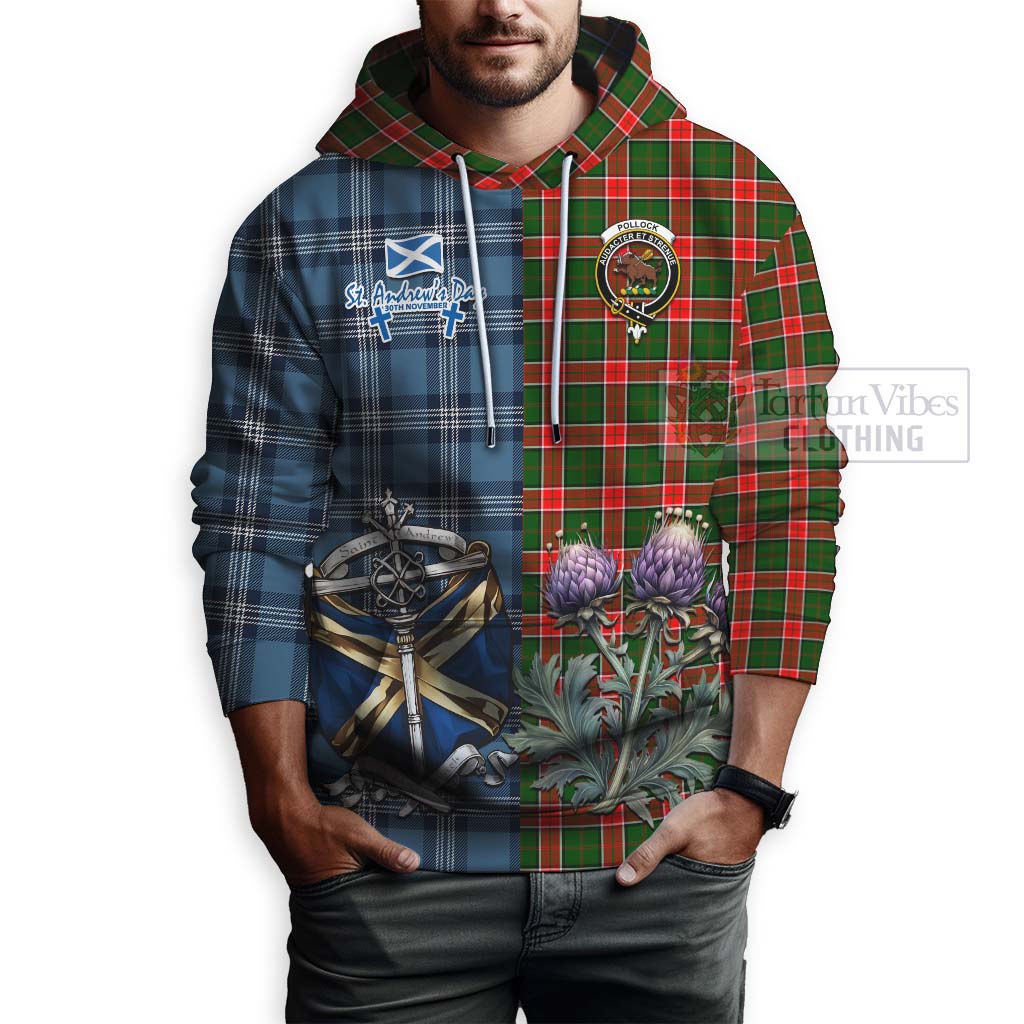 Pollock Tartan Hoodie Happy St. Andrew's Day Half Tartan Style - Tartan Vibes Clothing