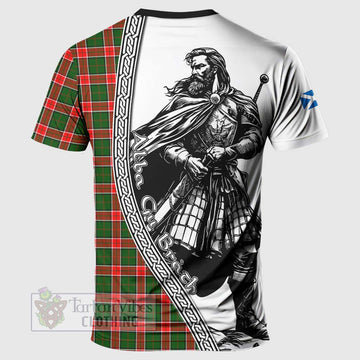 Pollock Tartan Clan Crest T-Shirt with Highlander Warrior Celtic Style - Tartan Vibes Clothing