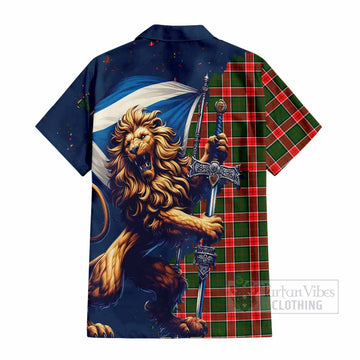 Pollock Tartan Family Crest Hawaiian Shirt with Scottish Majestic Lion - Tartan Vibes Clothing