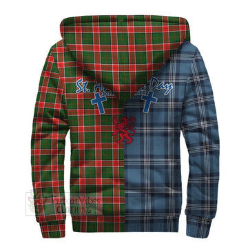 Pollock Tartan Sherpa Hoodie Happy St. Andrew's Day Half Tartan Style - Tartan Vibes Clothing