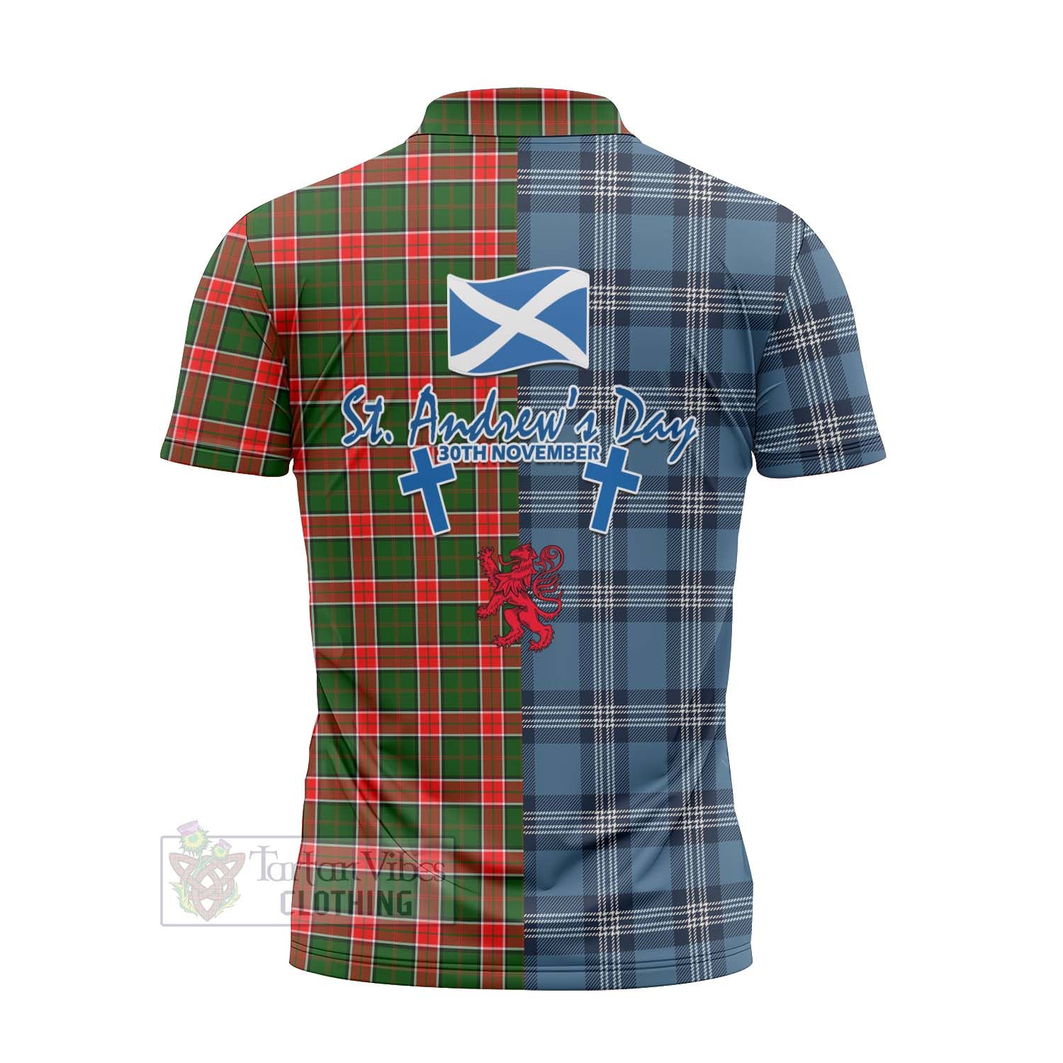 Pollock Tartan Zipper Polo Shirt Happy St. Andrew's Day Half Tartan Style - Tartan Vibes Clothing