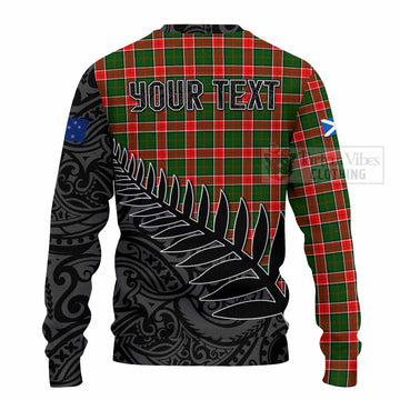 Tartan Vibes Clothing Pollock Crest Tartan Knitted Sweater with New Zealand Silver Fern Half Style