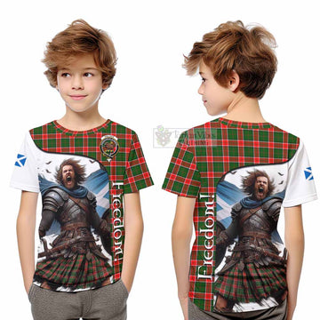 Tartan Vibes Clothing Pollock Crest Tartan Kid T-Shirt Inspired by the Freedom of Scottish Warrior
