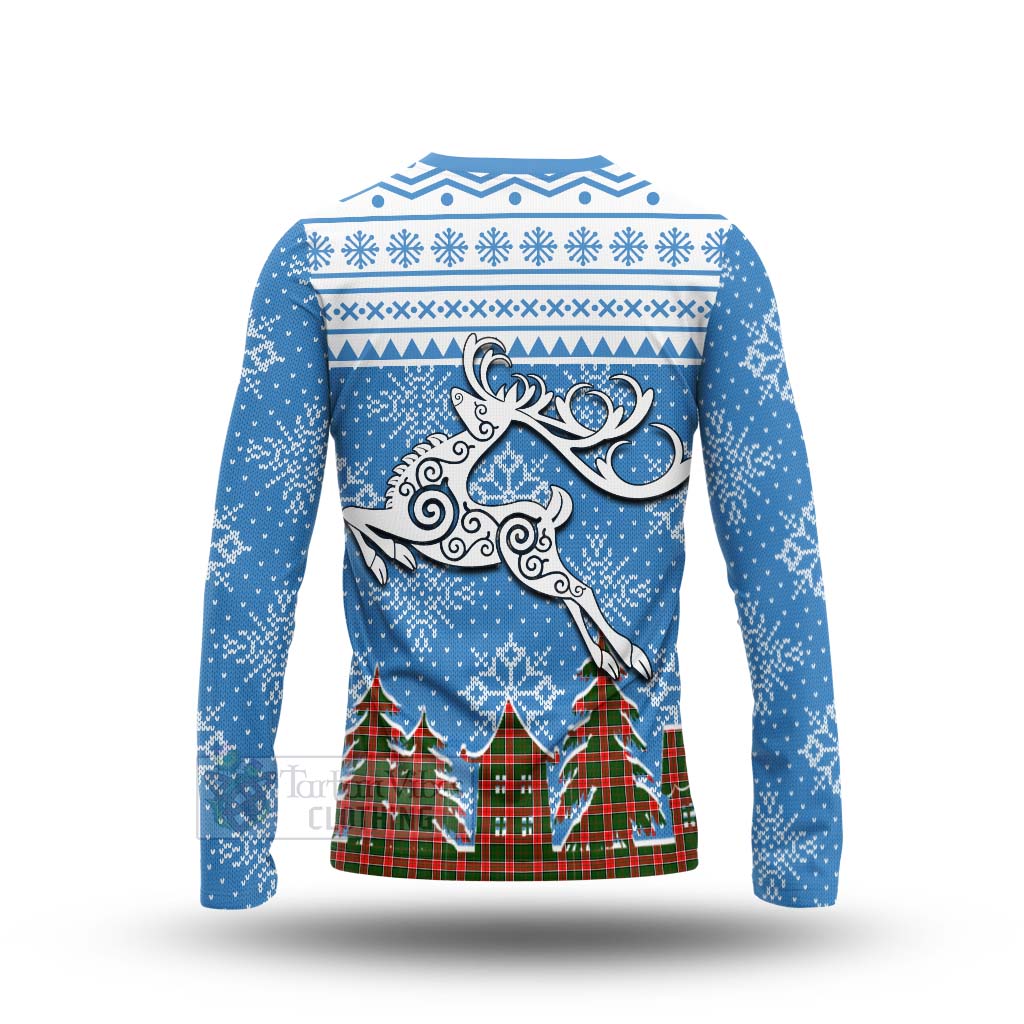 Pollock Clan Christmas Long Sleeve T-Shirt Celtic Reindeer Style - Tartan Vibes Clothing