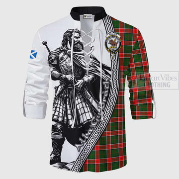 Pollock Tartan Clan Crest Ghillie Kilt Shirt with Highlander Warrior Celtic Style - Tartan Vibes Clothing