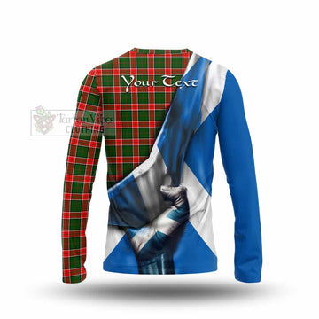 Pollock Tartan Long Sleeve T-Shirt with Family Crest Scotland Patriotic Style - Tartan Vibes Clothing