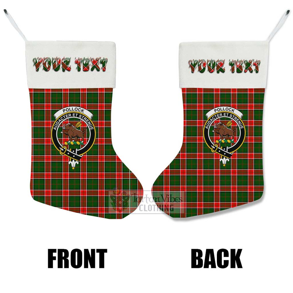 Pollock Tartan Family Crest Christmas Stocking with Personalized Text - Tartan Vibes Clothing