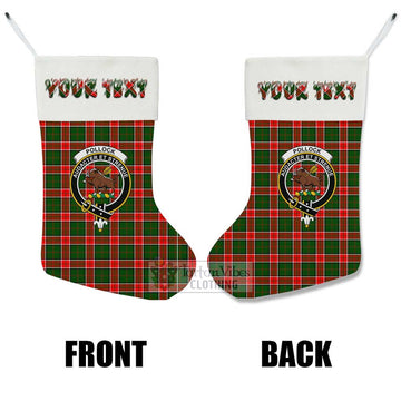Pollock Tartan Family Crest Christmas Stocking with Personalized Text - Tartan Vibes Clothing
