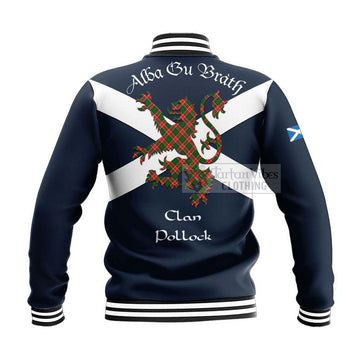 Pollock Tartan Lion Rampant Baseball Jacket Proudly Display Your Heritage with Alba Gu Brath and Clan Name - Tartan Vibes Clothing