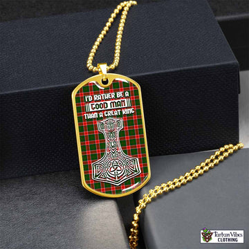 Tartan Vibes Clothing Pollock Tartan Dog Tag Necklace Viking Mjolnir Style