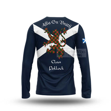 Pollock Tartan Lion Rampant Long Sleeve T-Shirt Proudly Display Your Heritage with Alba Gu Brath and Clan Name - Tartan Vibes Clothing