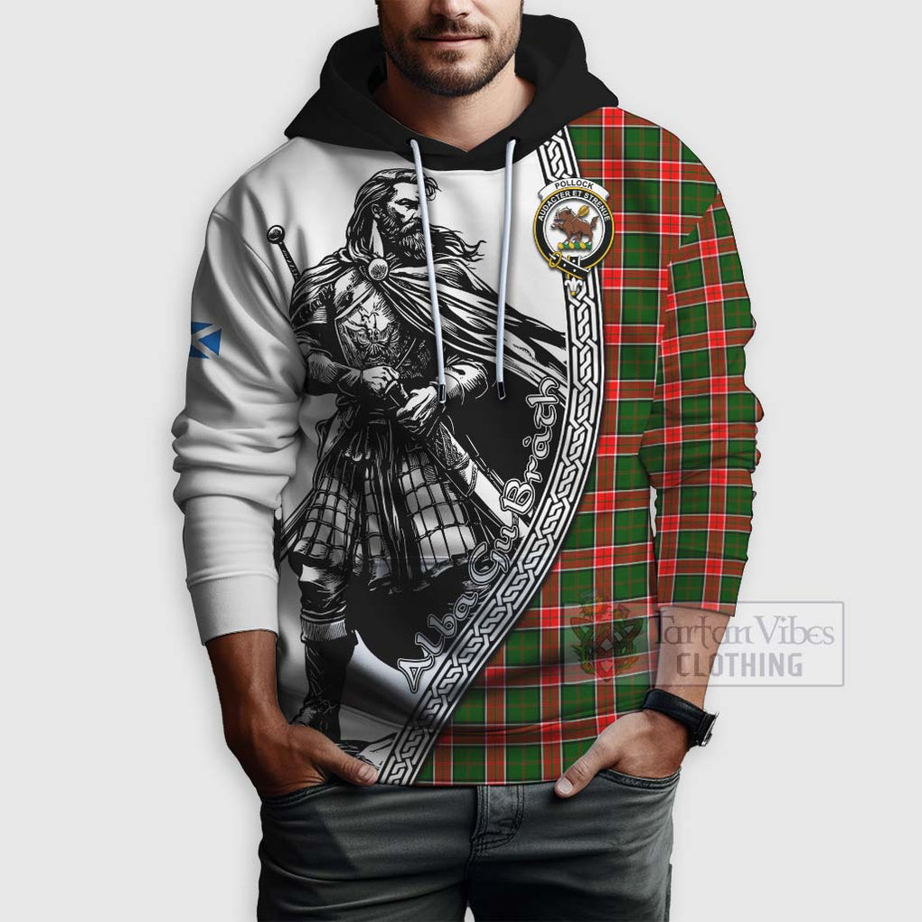 Pollock Tartan Clan Crest Hoodie with Highlander Warrior Celtic Style - Tartan Vibes Clothing