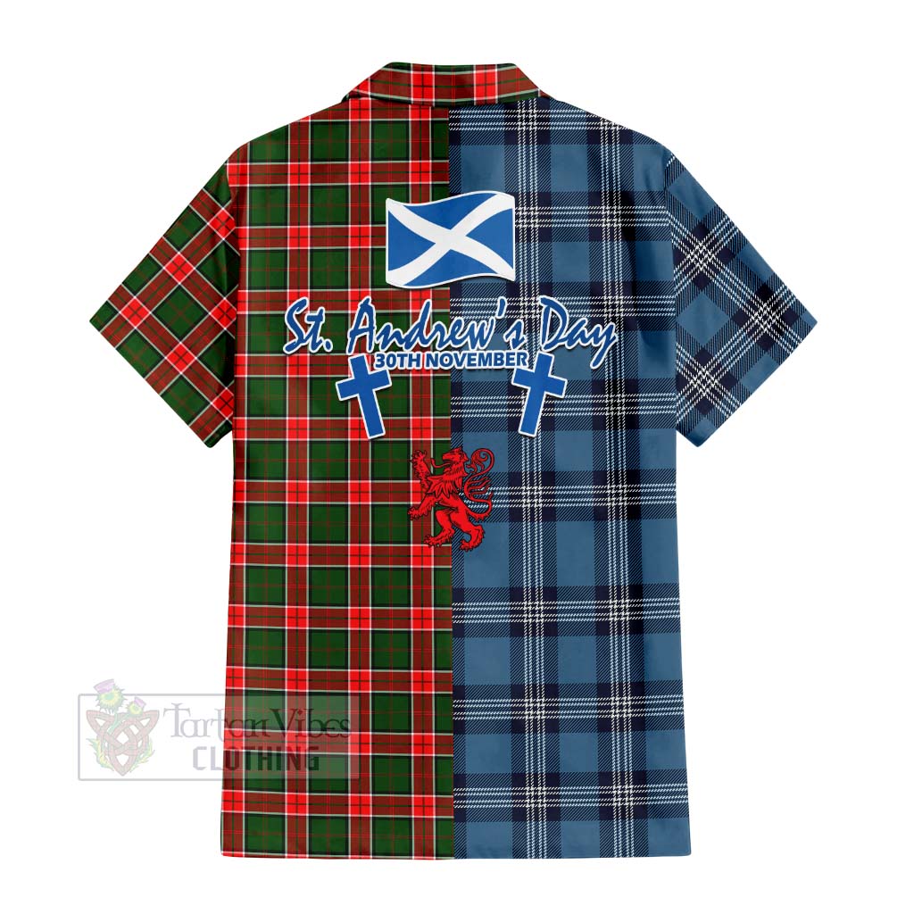 Pollock Tartan Hawaiian Shirt Happy St. Andrew's Day Half Tartan Style - Tartan Vibes Clothing