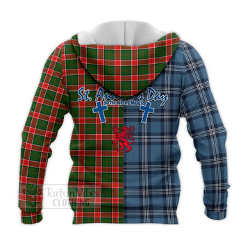 Pollock Tartan Knitted Hoodie Happy St. Andrew's Day Half Tartan Style - Tartan Vibes Clothing