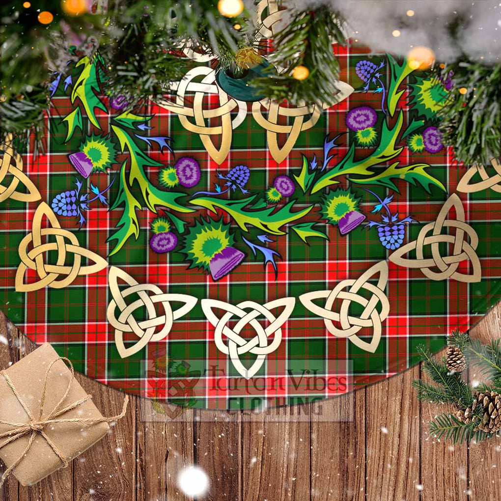 Tartan Vibes Clothing Pollock Tartan Christmas Tree Skirt with Thistle Celtic Knot Style