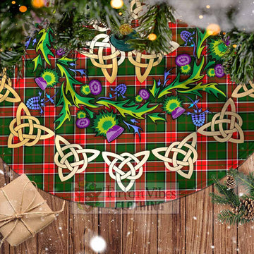 Tartan Vibes Clothing Pollock Tartan Christmas Tree Skirt with Thistle Celtic Knot Style