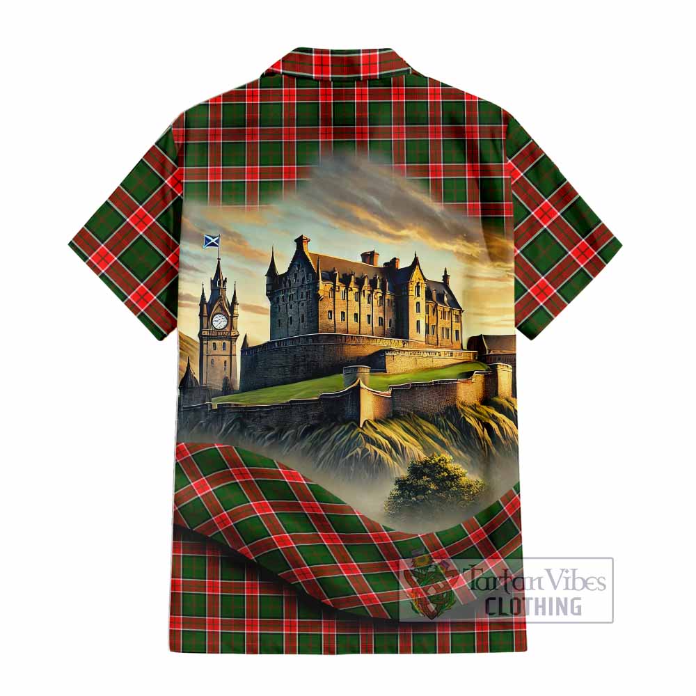 Pollock Tartan Family Crest Hawaiian Shirt with Scottish Ancient Castle Style - Tartan Vibes Clothing