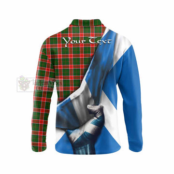 Pollock Tartan Long Sleeve Polo Shirt with Family Crest Scotland Patriotic Style - Tartan Vibes Clothing