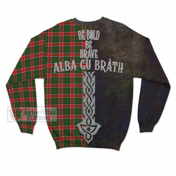 Tartan Vibes Clothing Pollock Tartan Family Crest Sweatshirt Alba Gu Brath Be Brave Lion Ancient Style