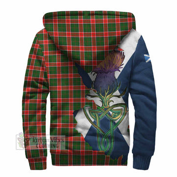 Tartan Vibes Clothing Pollock Tartan Family Crest Sherpa Hoodie Scottish Thistle Celtic Inspired
