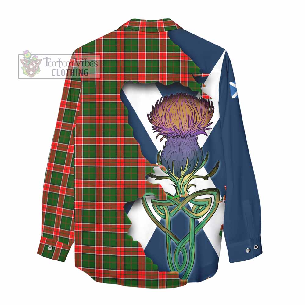 Tartan Vibes Clothing Pollock Tartan Family Crest Women's Casual Shirt Scottish Thistle Celtic Inspired