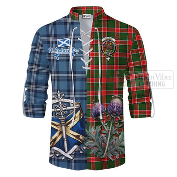 Pollock Tartan Ghillie Kilt Shirt Happy St. Andrew's Day Half Tartan Style - Tartan Vibes Clothing