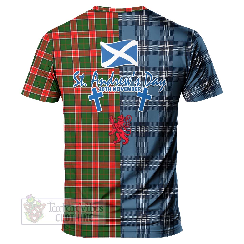 Pollock Tartan T-Shirt Happy St. Andrew's Day Half Tartan Style - Tartan Vibes Clothing