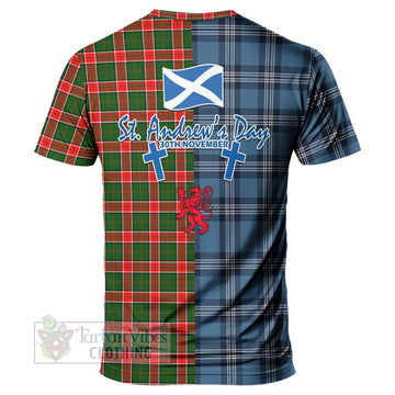 Pollock Tartan T-Shirt Happy St. Andrew's Day Half Tartan Style - Tartan Vibes Clothing