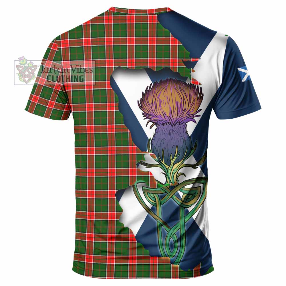 Tartan Vibes Clothing Pollock Tartan Family Crest T-Shirt Scottish Thistle Celtic Inspired