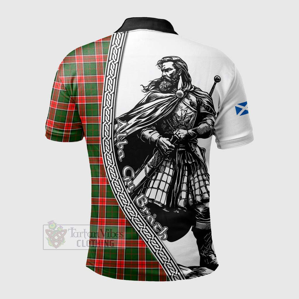Pollock Tartan Clan Crest Polo Shirt with Highlander Warrior Celtic Style - Tartan Vibes Clothing