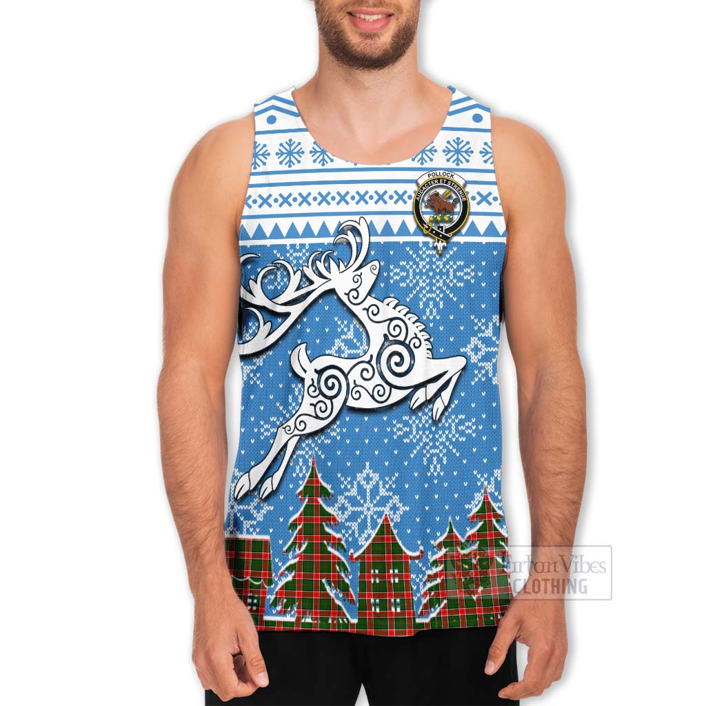 Pollock Clan Christmas Men's Tank Top Celtic Reindeer Style - Tartan Vibes Clothing