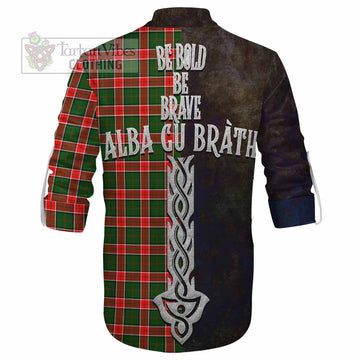 Pollock Tartan Family Crest Ghillie Kilt Shirt Alba Gu Brath Be Brave Lion Ancient Style