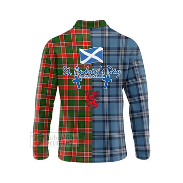 Pollock Tartan Long Sleeve Polo Shirt Happy St. Andrew's Day Half Tartan Style - Tartan Vibes Clothing