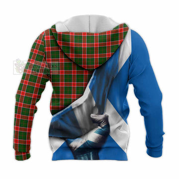Pollock Tartan Knitted Hoodie with Family Crest Scotland Patriotic Style - Tartan Vibes Clothing
