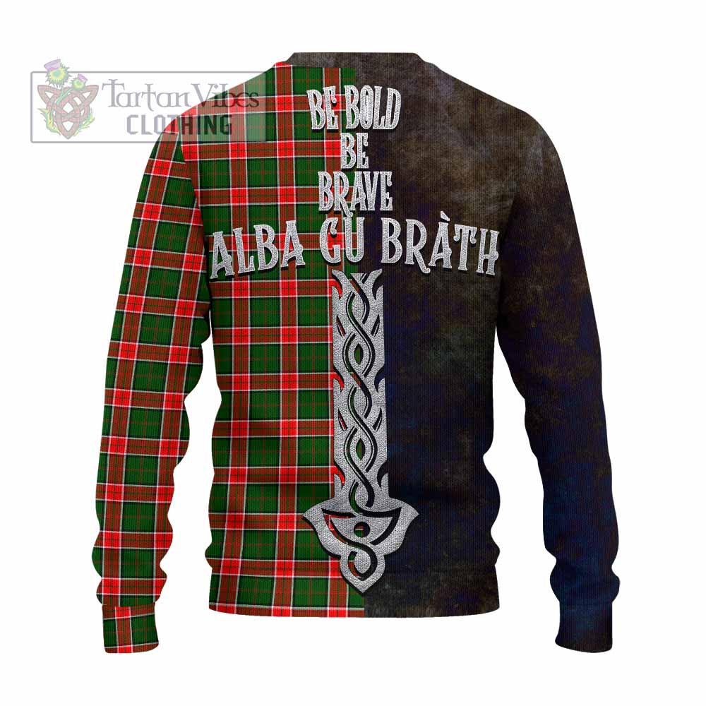 Tartan Vibes Clothing Pollock Tartan Family Crest Knitted Sweater Alba Gu Brath Be Brave Lion Ancient Style