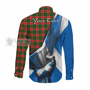 Pollock Tartan Long Sleeve Button Shirt with Family Crest Scotland Patriotic Style Men's Shirt - Tartan Vibes Clothing