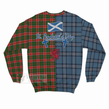 Pollock Tartan Sweatshirt Happy St. Andrew's Day Half Tartan Style - Tartan Vibes Clothing