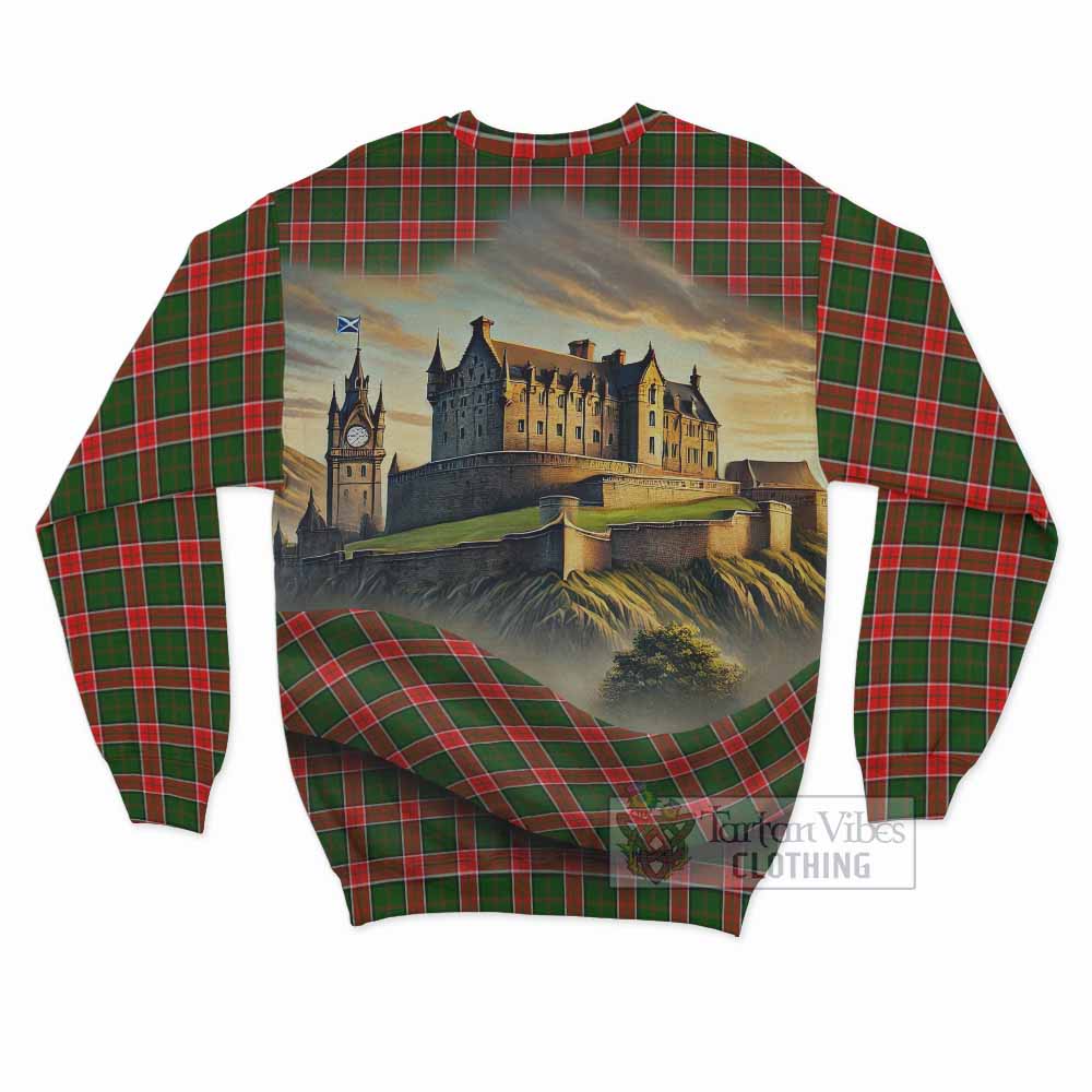 Pollock Tartan Family Crest Sweatshirt with Scottish Ancient Castle Style - Tartan Vibes Clothing