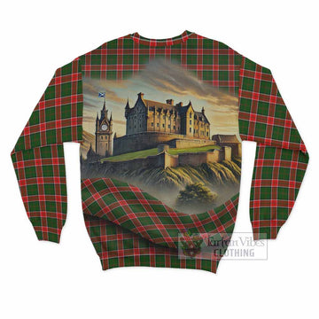Pollock Tartan Family Crest Sweatshirt with Scottish Ancient Castle Style - Tartan Vibes Clothing