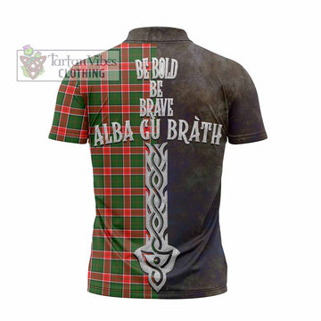 Tartan Vibes Clothing Pollock Tartan Family Crest Zipper Polo Shirt Alba Gu Brath Be Brave Lion Ancient Style