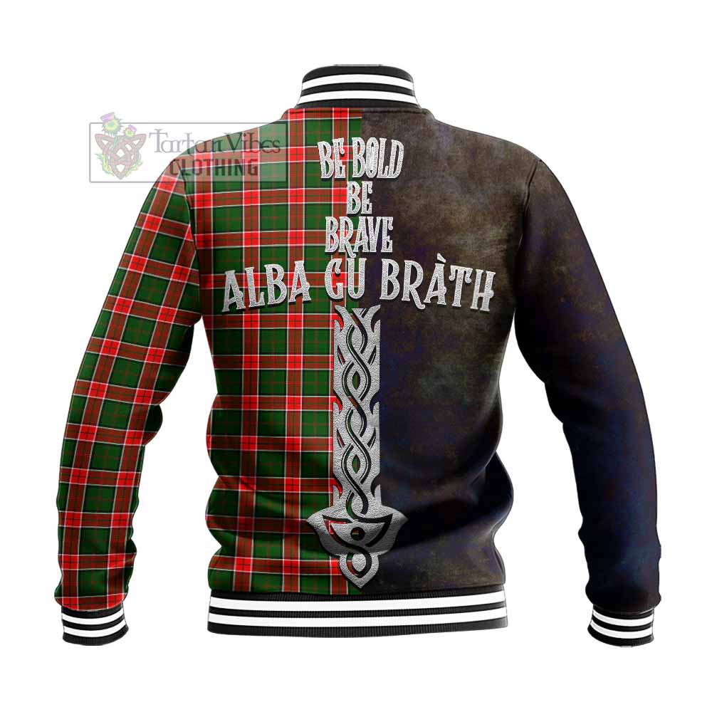Tartan Vibes Clothing Pollock Tartan Family Crest Baseball Jacket Alba Gu Brath Be Brave Lion Ancient Style