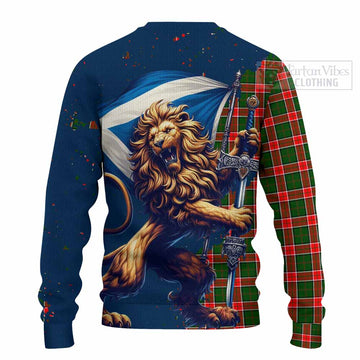 Pollock Tartan Family Crest Knitted Sweater with Scottish Majestic Lion - Tartan Vibes Clothing