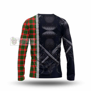 Pollock Tartan Long Sleeve T-Shirt with Family Crest Cross Sword Thistle Celtic Vibes - Tartan Vibes Clothing