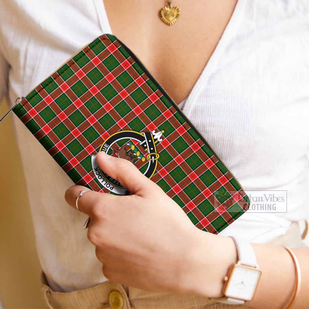 Pollock Tartan Women's Leather Wallet with Family Crest - Tartan Vibes Clothing