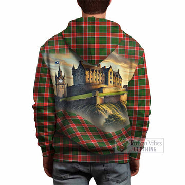 Pollock Tartan Family Crest Hoodie with Scottish Ancient Castle Style - Tartan Vibes Clothing