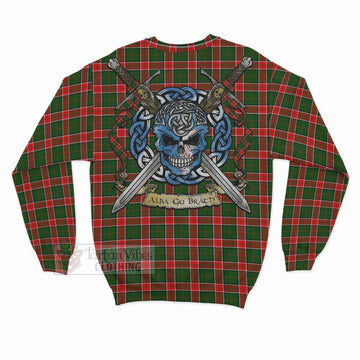 Pollock Tartan Sweatshirt with Family Crest Celtic Skull Style - Tartan Vibes Clothing