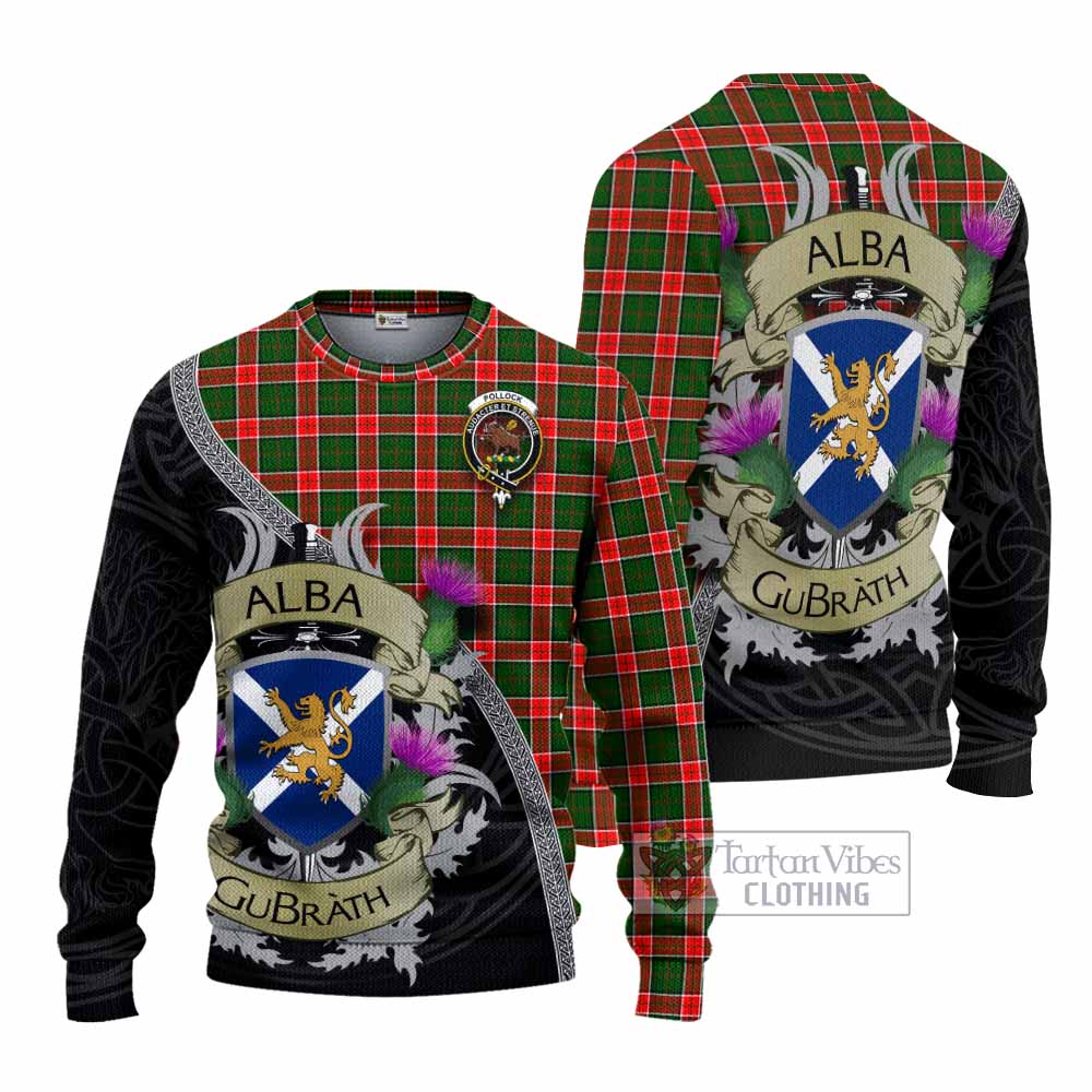 Pollock Tartan Family Crest Knitted Sweater Lion Rampant Royal Thistle Shield Celtic Inspired - Tartan Vibes Clothing