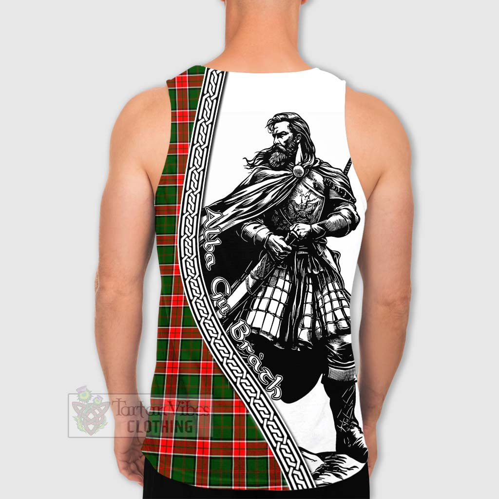 Pollock Tartan Clan Crest Men's Tank Top with Highlander Warrior Celtic Style - Tartan Vibes Clothing
