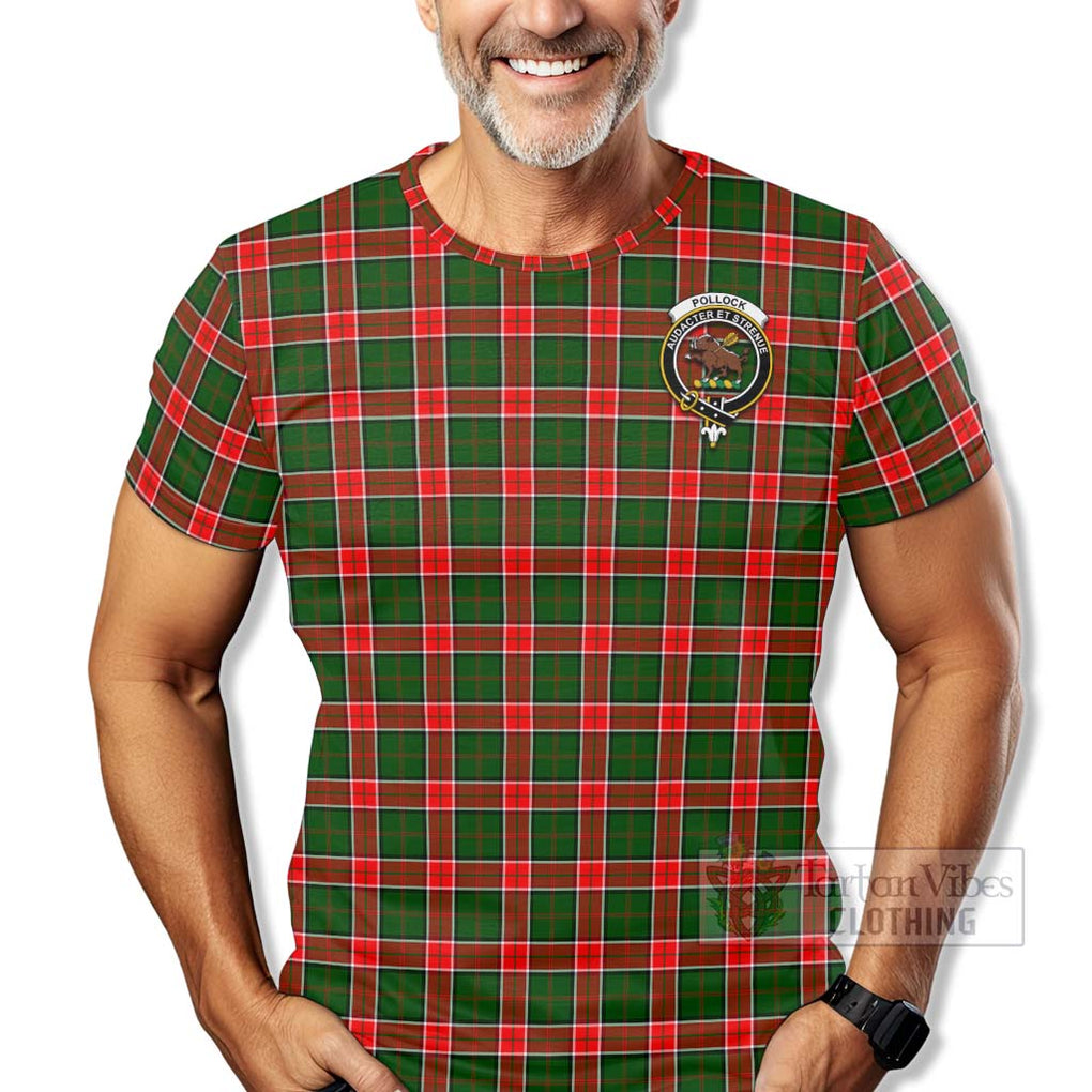 Pollock Tartan T-Shirt with Family Crest Celtic Skull Style - Tartan Vibes Clothing