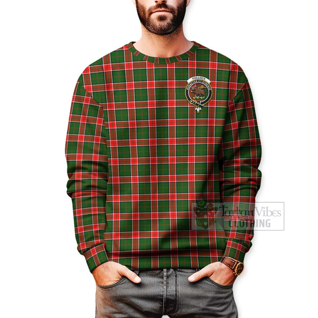 Pollock Tartan Sweatshirt with Family Crest Celtic Skull Style - Tartan Vibes Clothing